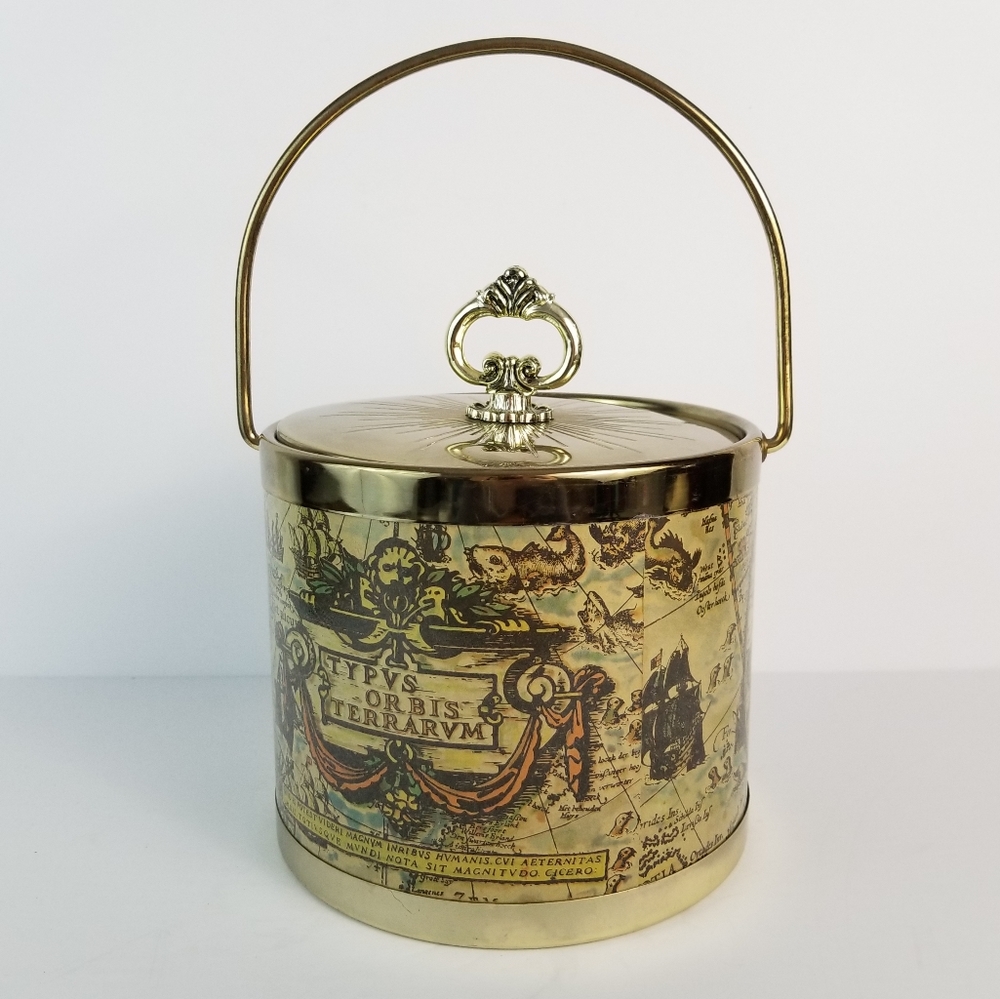 Vintage Gold and Cream Map Design Ice Bucket